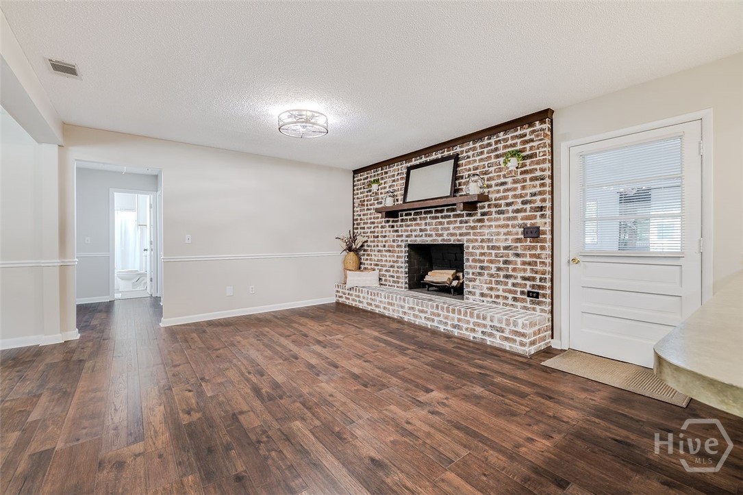 440 Pecan fireplace view from kitchen