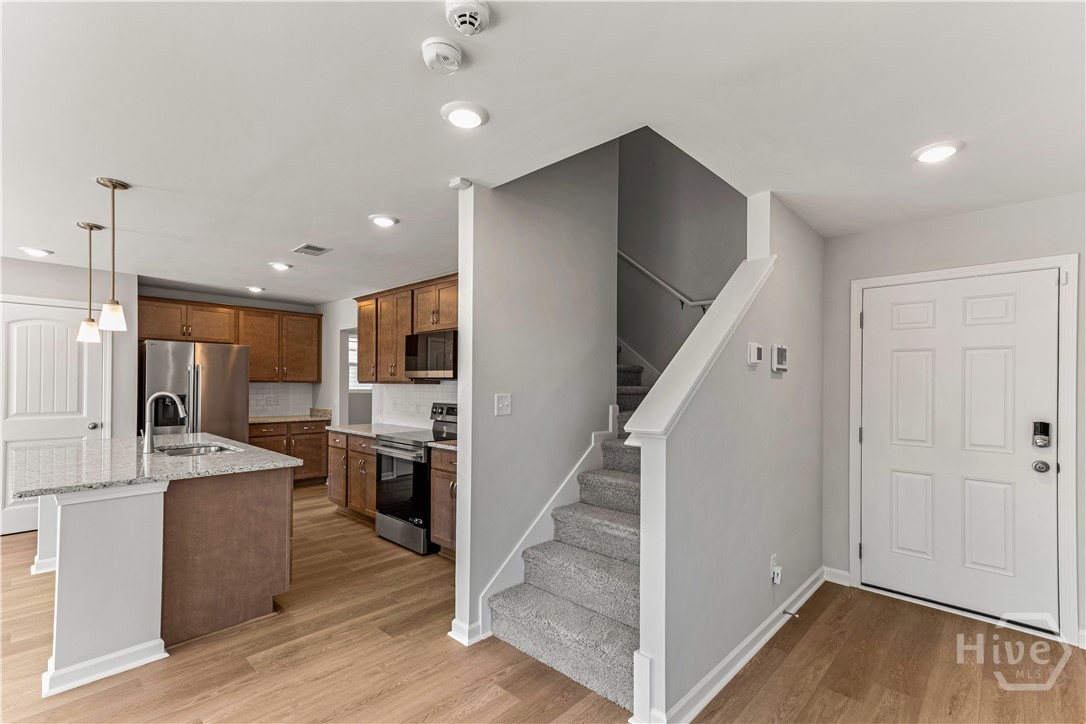 Stairs and Kitchen