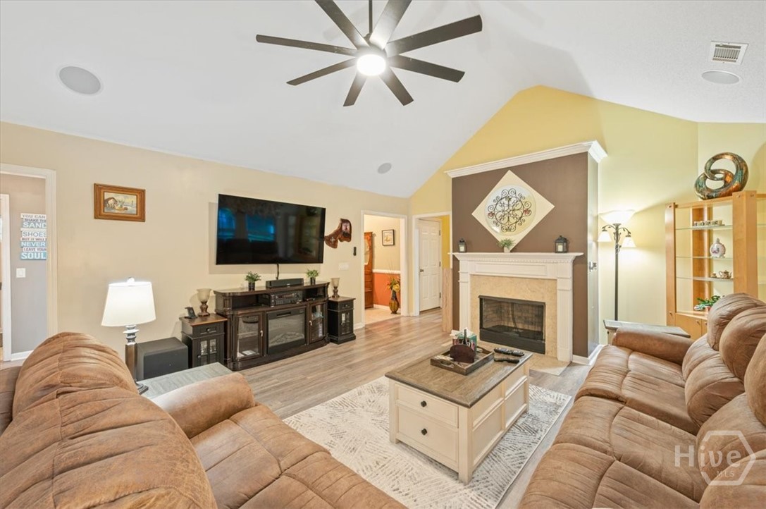 Great room with tall ceilings