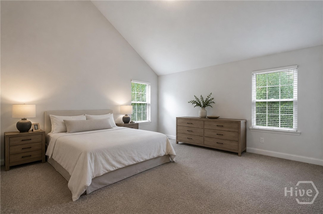 Primary bedroom has been digitally staged.