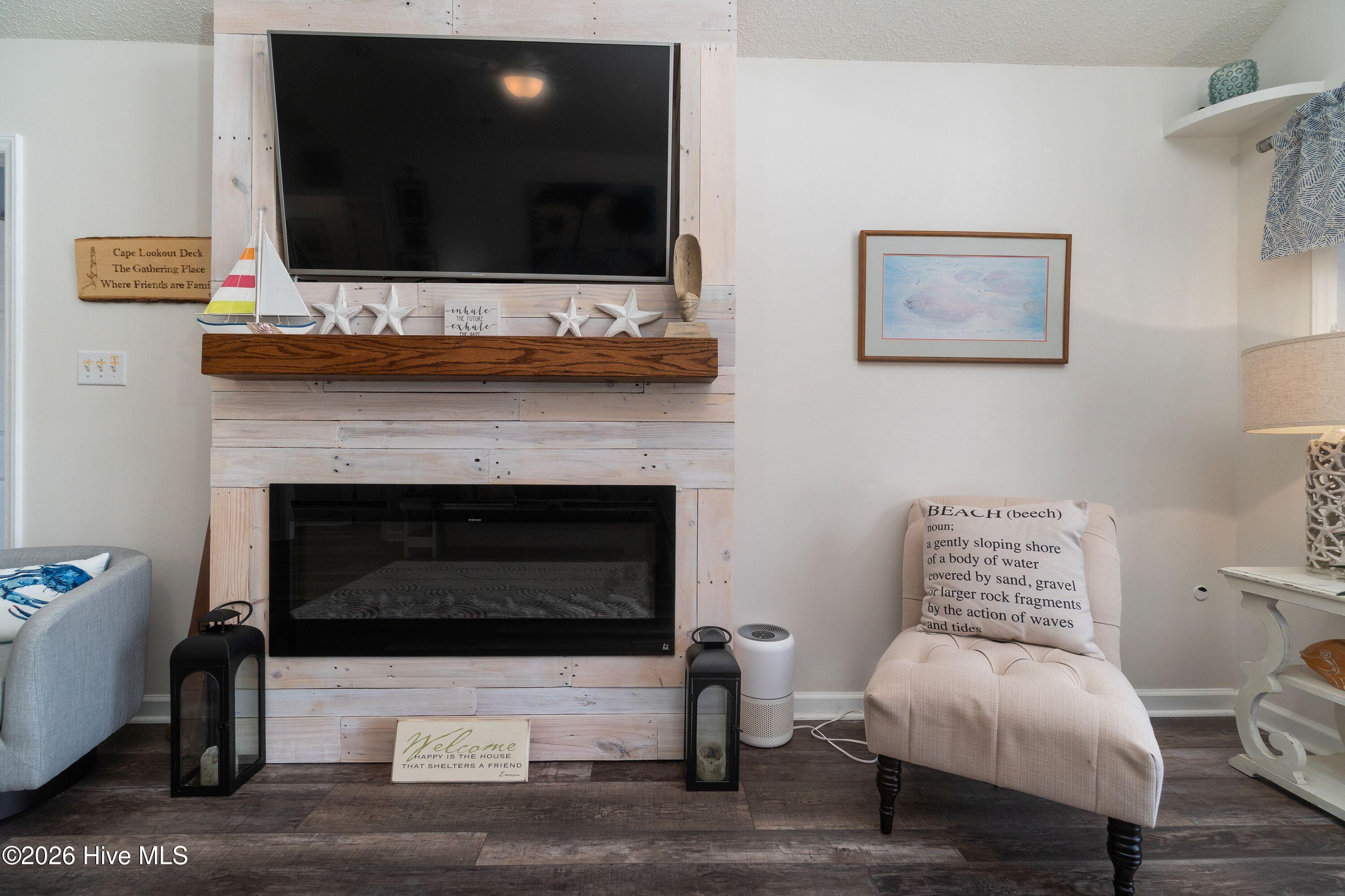 New Electric fire place and custom mantel and surrounding!