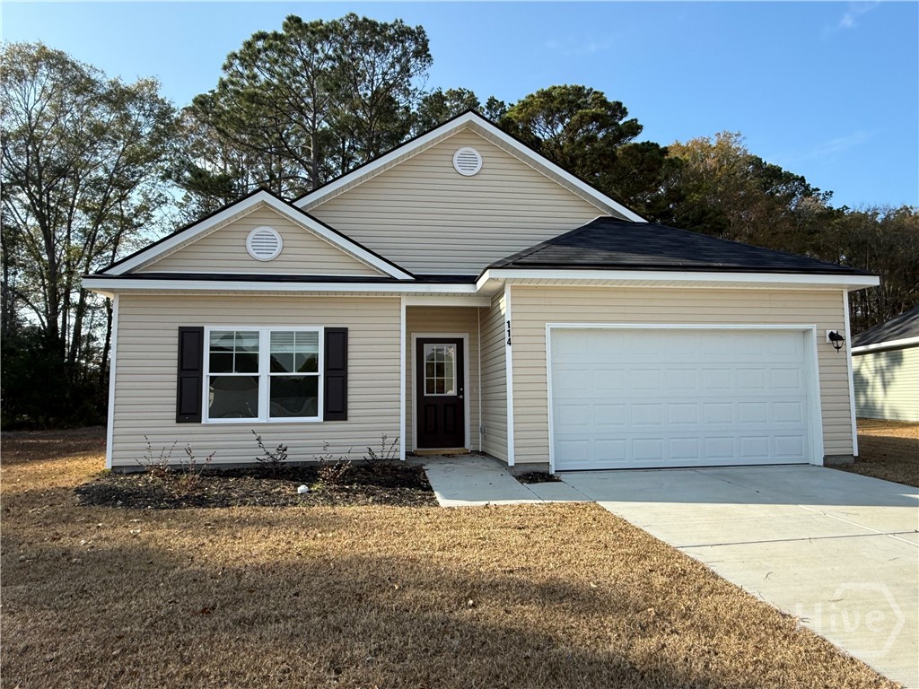 Effingham County's most affordable BRAND NEW HOME!  This 3 bedroom, 2 bath home boasts an open kitchen with island / great room floor plan with luxury vinyl plank flooring throughout living areas and carpet in the bedrooms.  Granite kitchen countertops in the kitchen with a full stainless steel appliance package to include the fridge!  Master bathroom includes a separate shower and cultured marble tops are included in all bathrooms.  Home backs up to a wooded backyard adding to the privacy of this quiet, quaint community awaiting your buyer's vision of HOME!
