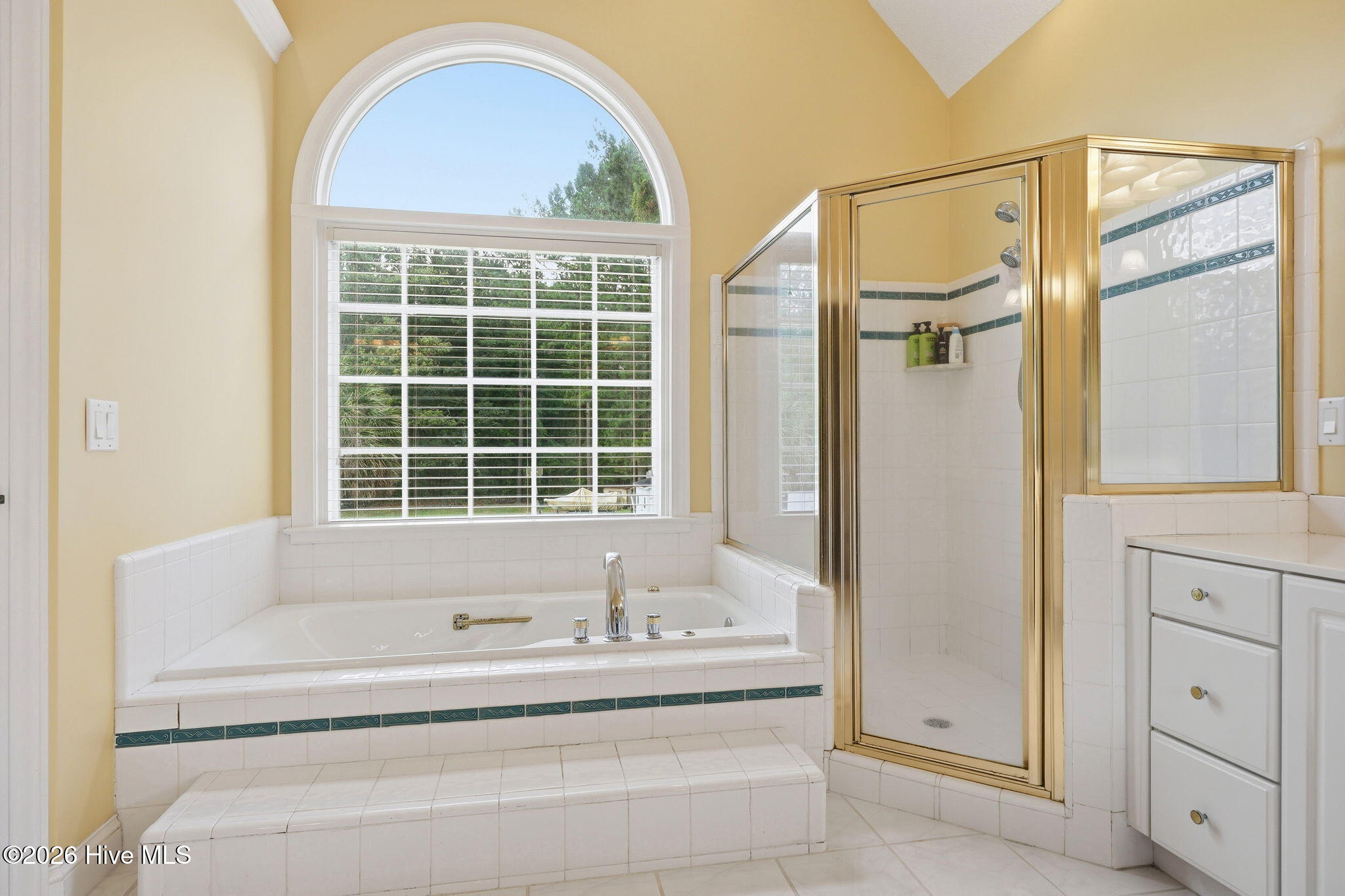 bath, tiled double shower , vaulted ceilings - volume +