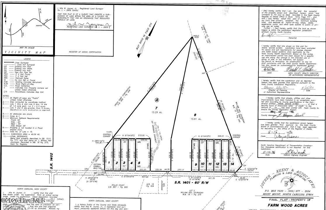 Survey Map (Lots 7 and 8)