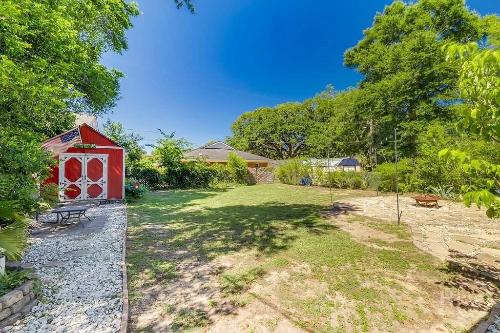 Large backyard.