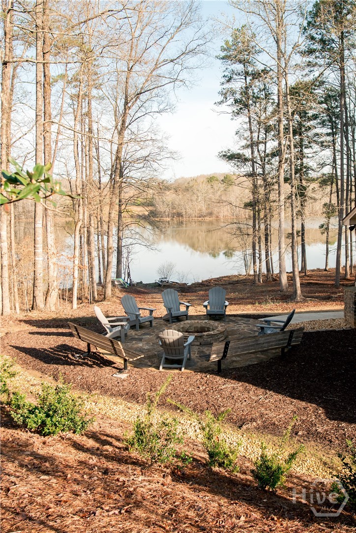 Fire pit at lake access