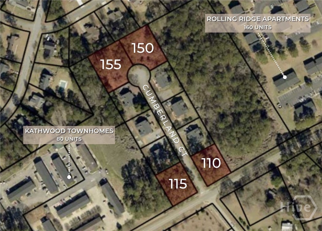Aerial showing the 4 subject parcels flanked by Ro