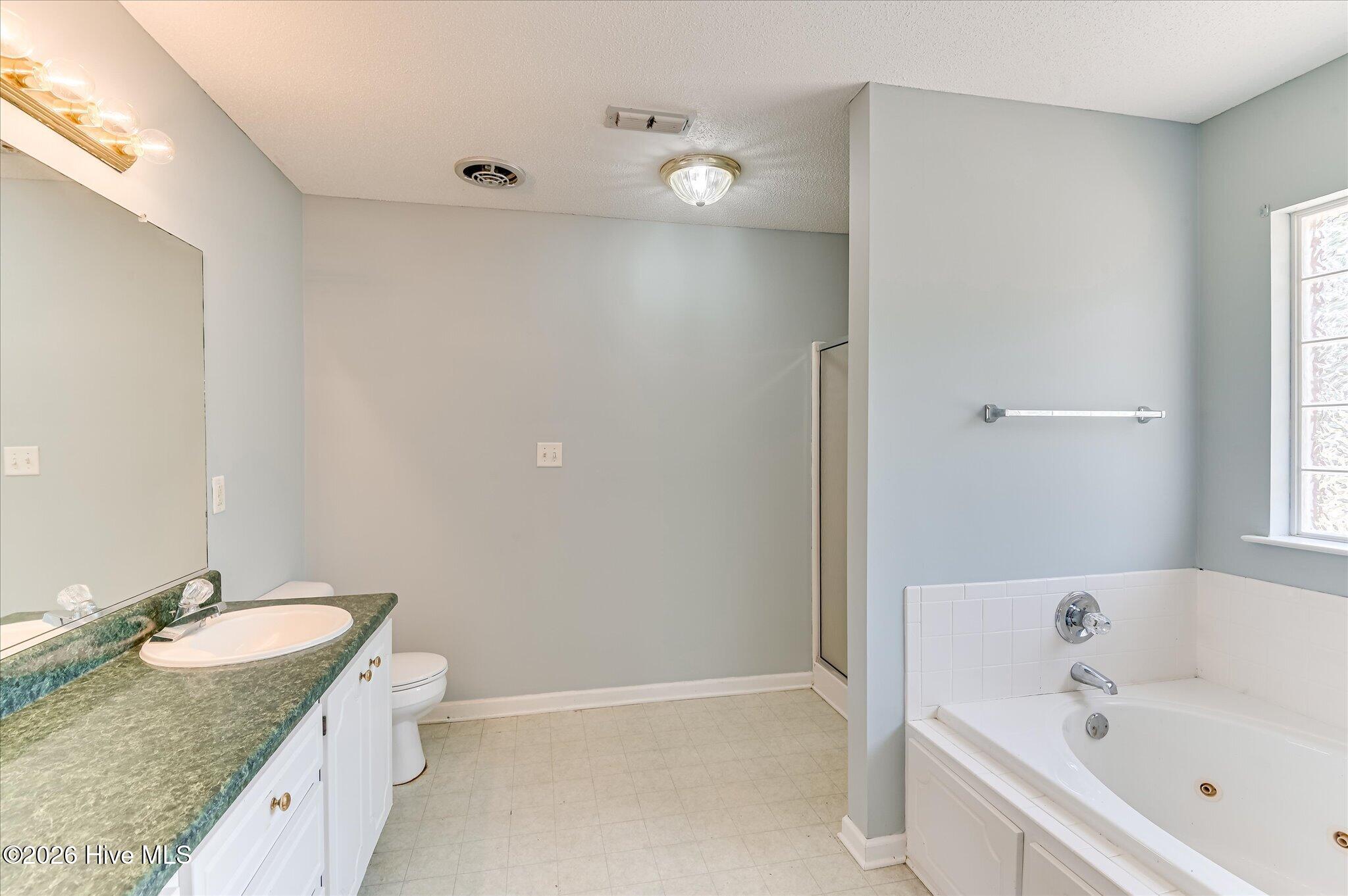 Owner's bath with tub and separate shower