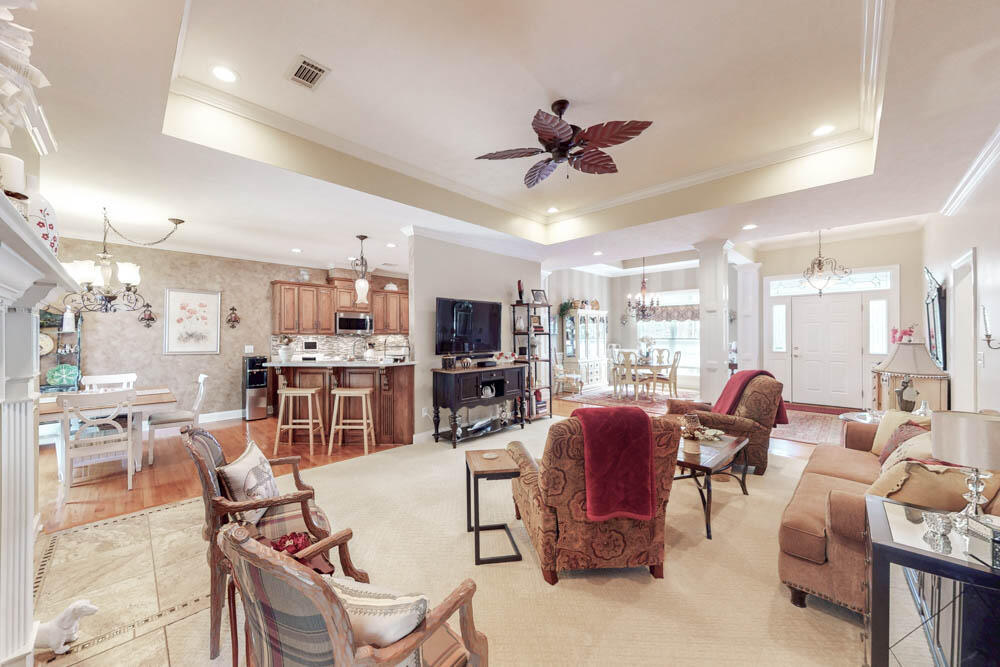 Living Room with Tray Ceiling!