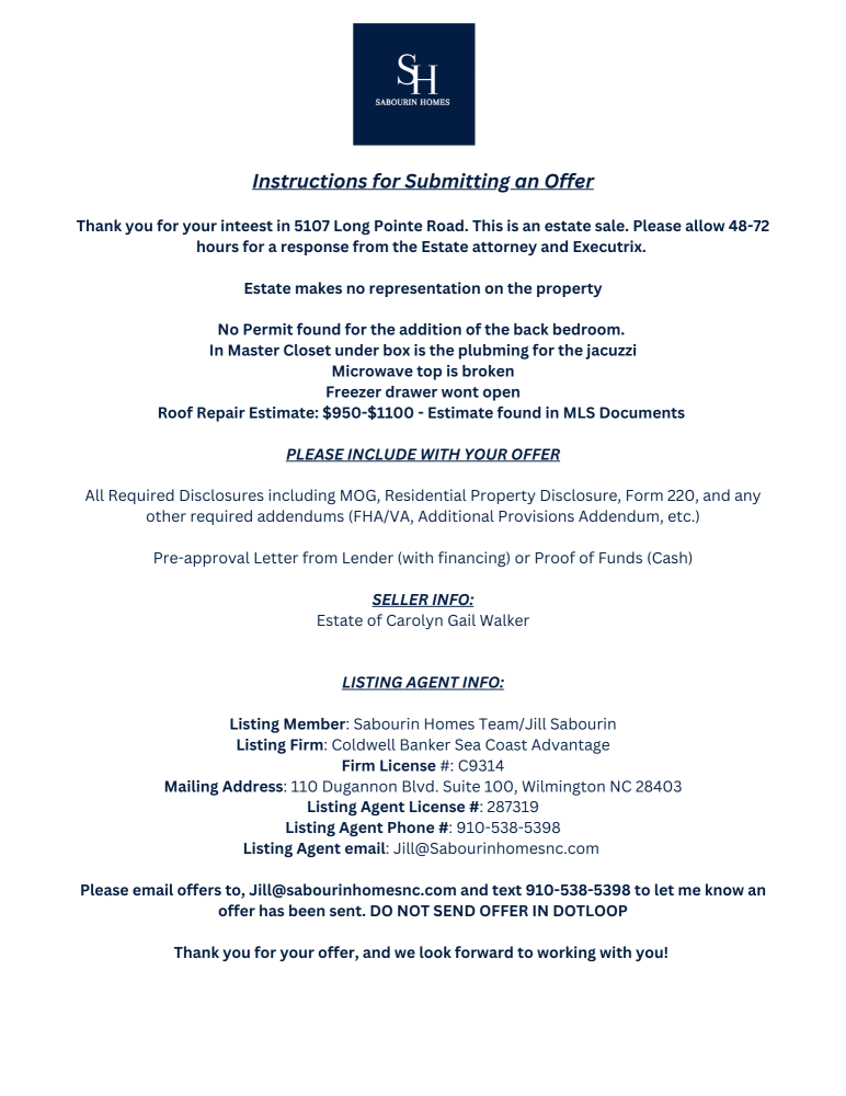 Instruction for Submitting an Offer