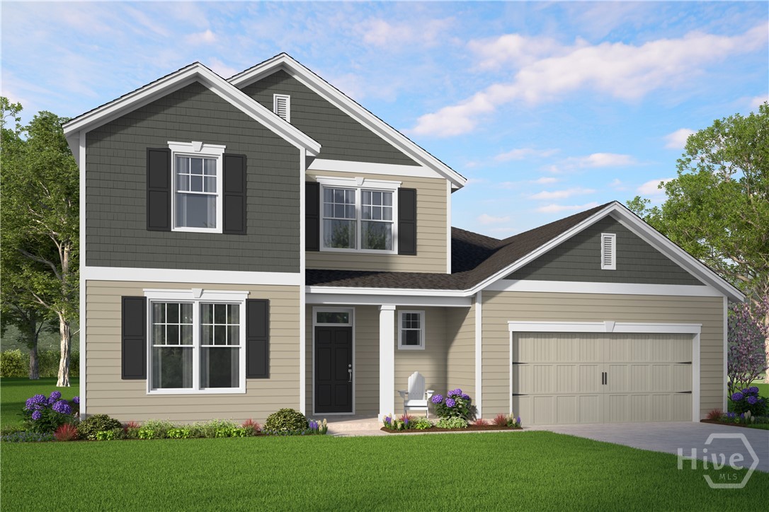 The Roswell floorplan by Smith Family Homes is under construction in Ramsey Landing with an estimated completion date of August 2026. This 2-story 3,201 sq. ft. home features 5 bedrooms, 3 full bathrooms, and a 2-car garage. On the main level there is a secondary room option, open concept great room, dining, and kitchen area, laundry room, powder room, and the primary suite. The kitchen features a large walk-in pantry, spacious kitchen island, and stainless-steel appliances (microwave, oven, dishwasher.) The primary has two separate his and hers closet areas, dual vanities, garden tub, and separate shower. Upstairs are 3 secondary bedrooms with walk-in closets, a secondary bathroom, and large game/flex room. Included are granite/quartz countertops throughout the home, and a covered back porch. Stock photos shown; to be similar not identical.