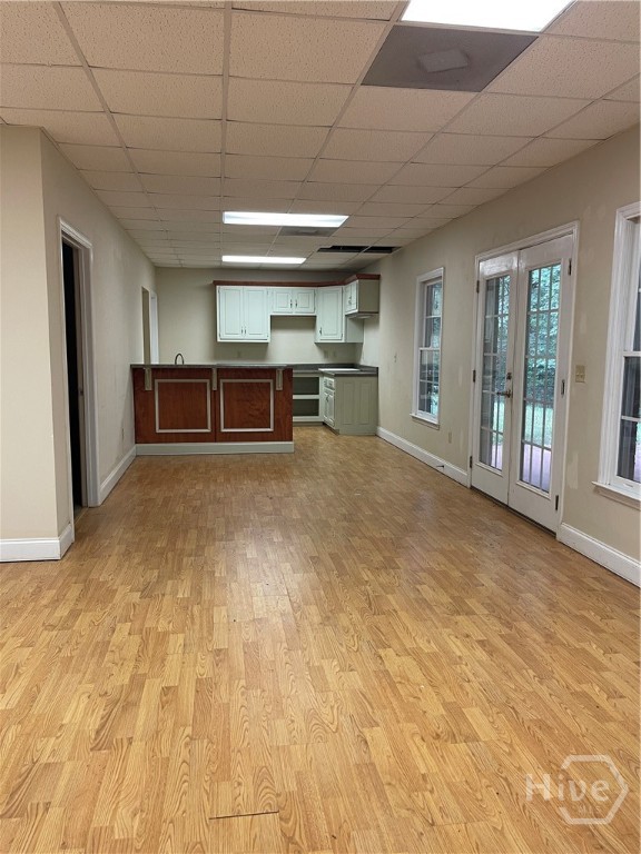 downstairs family room and kitchen