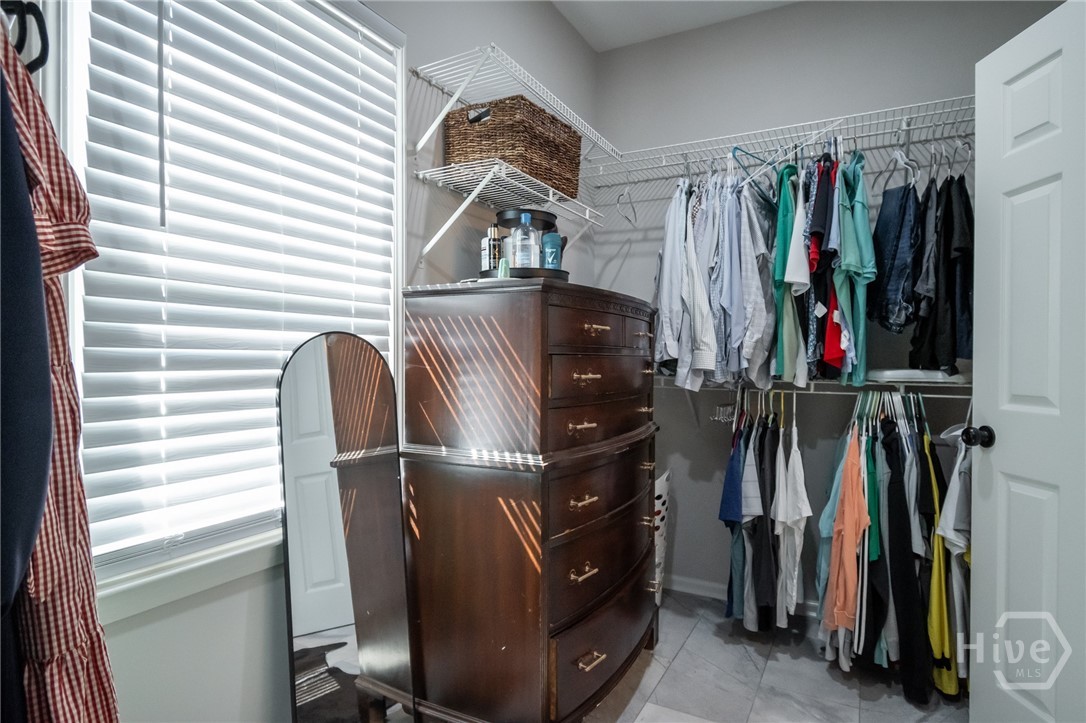 Master closet with new tile floor
