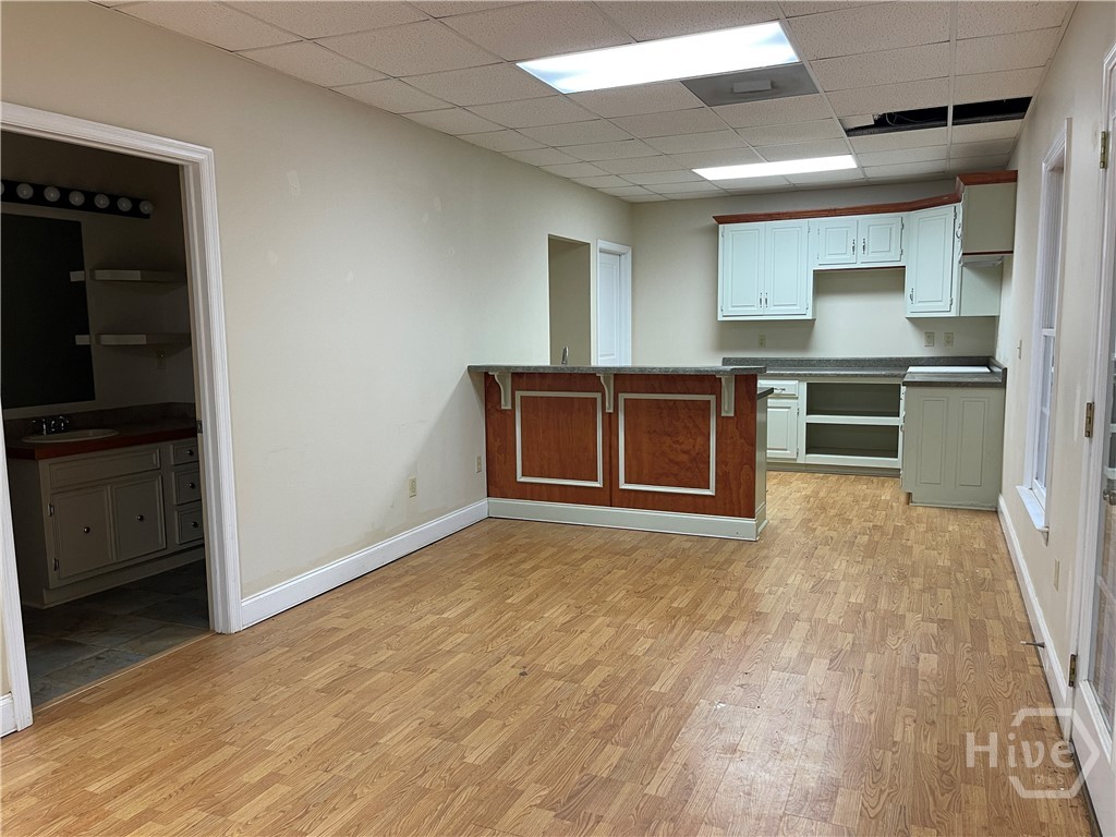 downstairs family room and kitchen