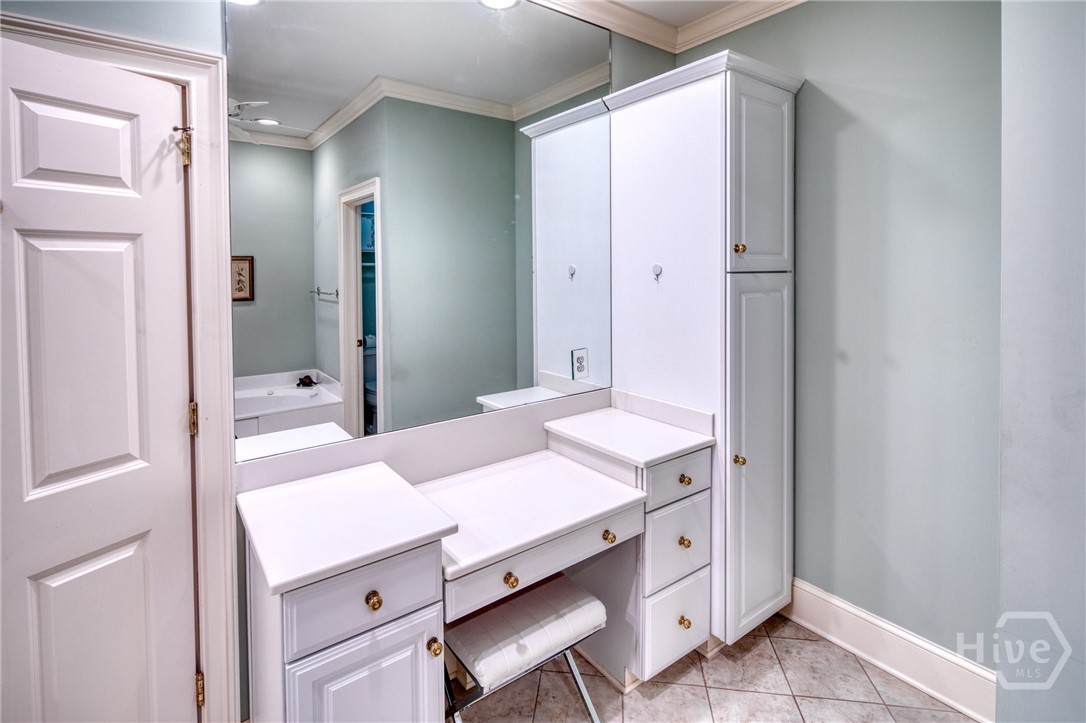 Primary bath with vanity and storage