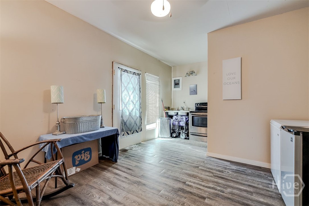 This pool house has its own water heater stove and sink, and an extra room in back great for storage or make a private hang-out area.