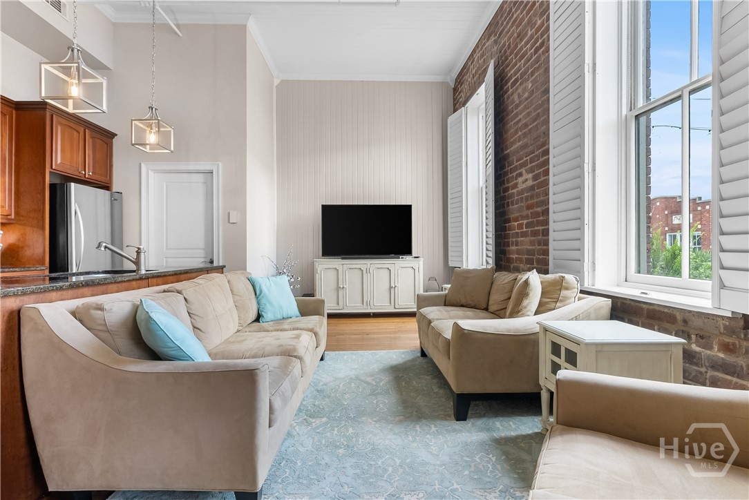 Tall ceilings enhance open concept living.