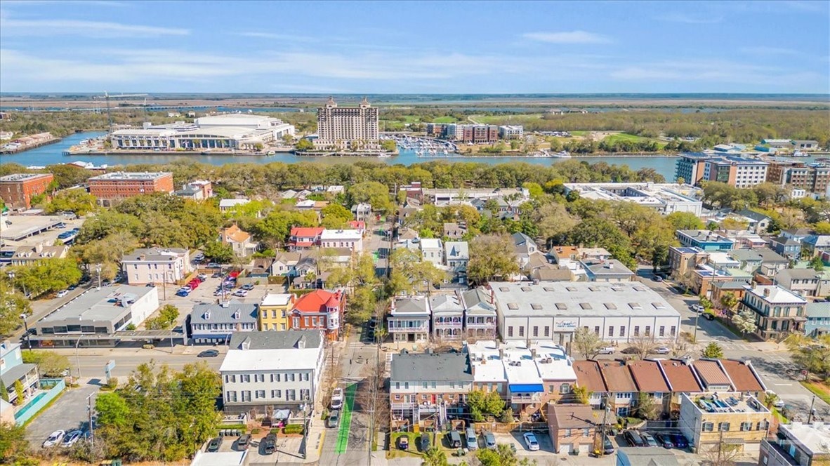 Aerial view of townhouse and Historic District