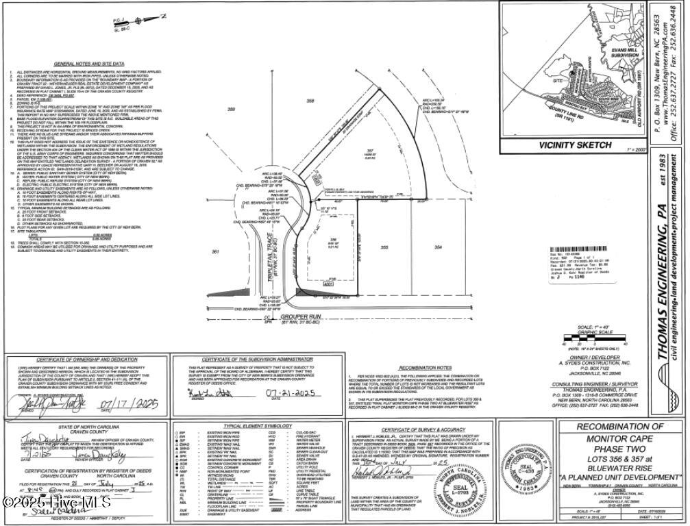 Recorded Plat Map Recombined Lots 356 &
