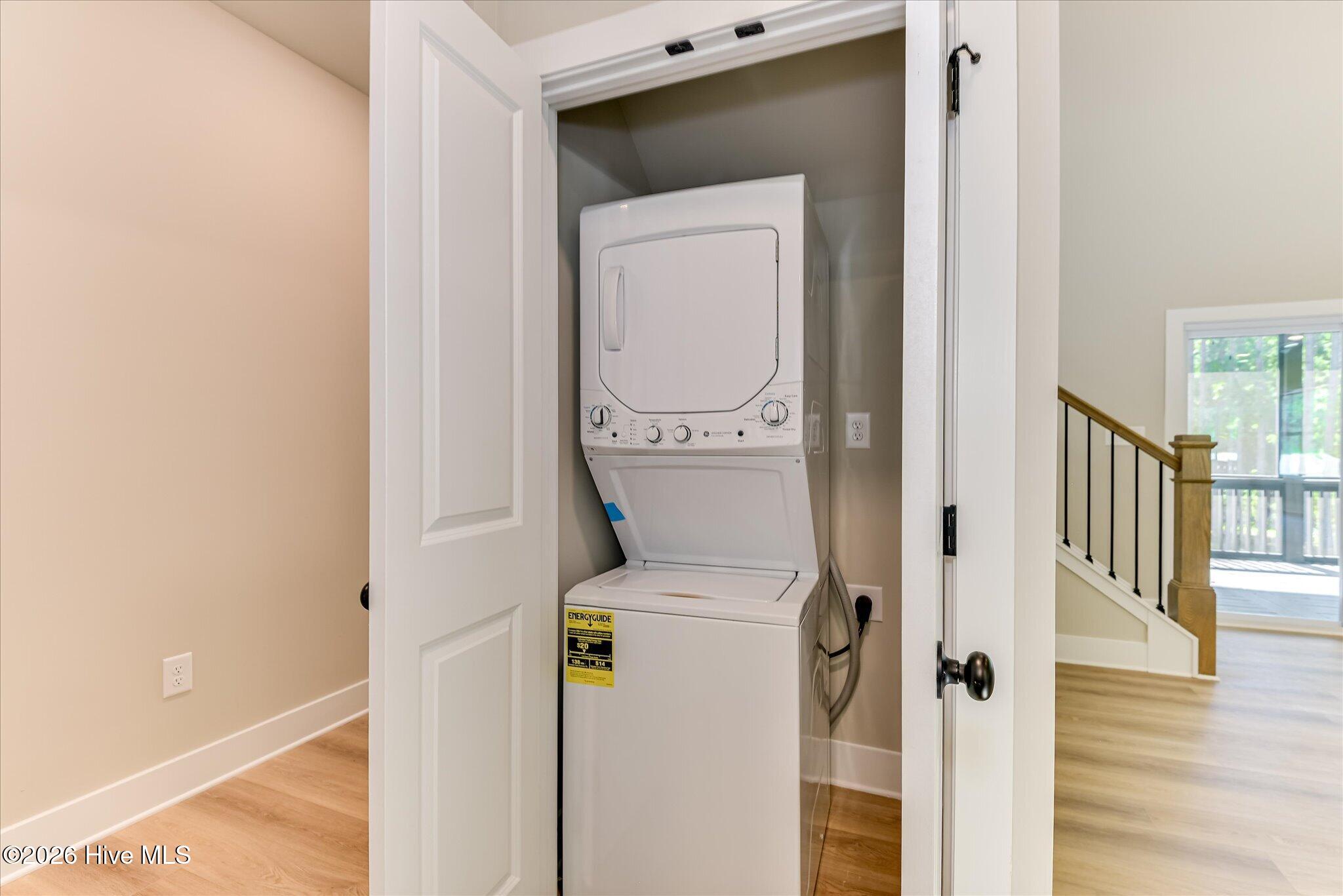 Stackable washer and dryer stay with the property!