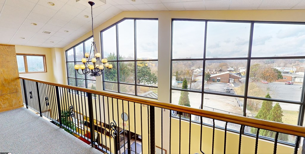 2nd floor open office area, showing balcony and pr