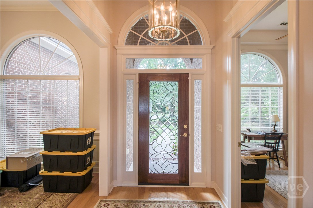 Pretty beveled glass entry door!