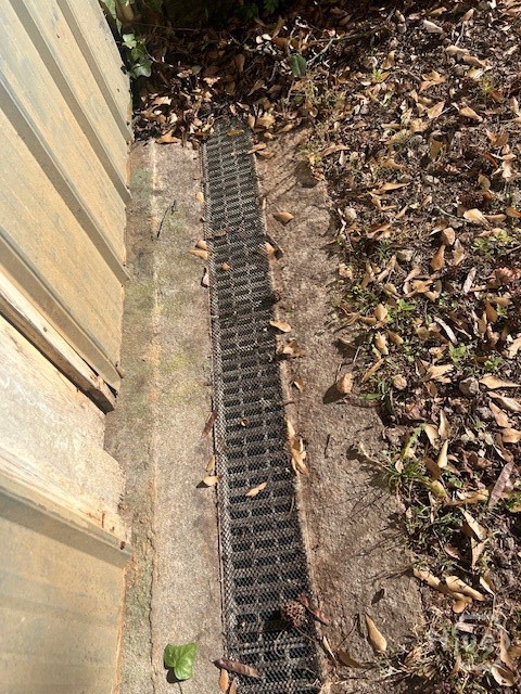 Drain at basement door entrance connected to sub pump