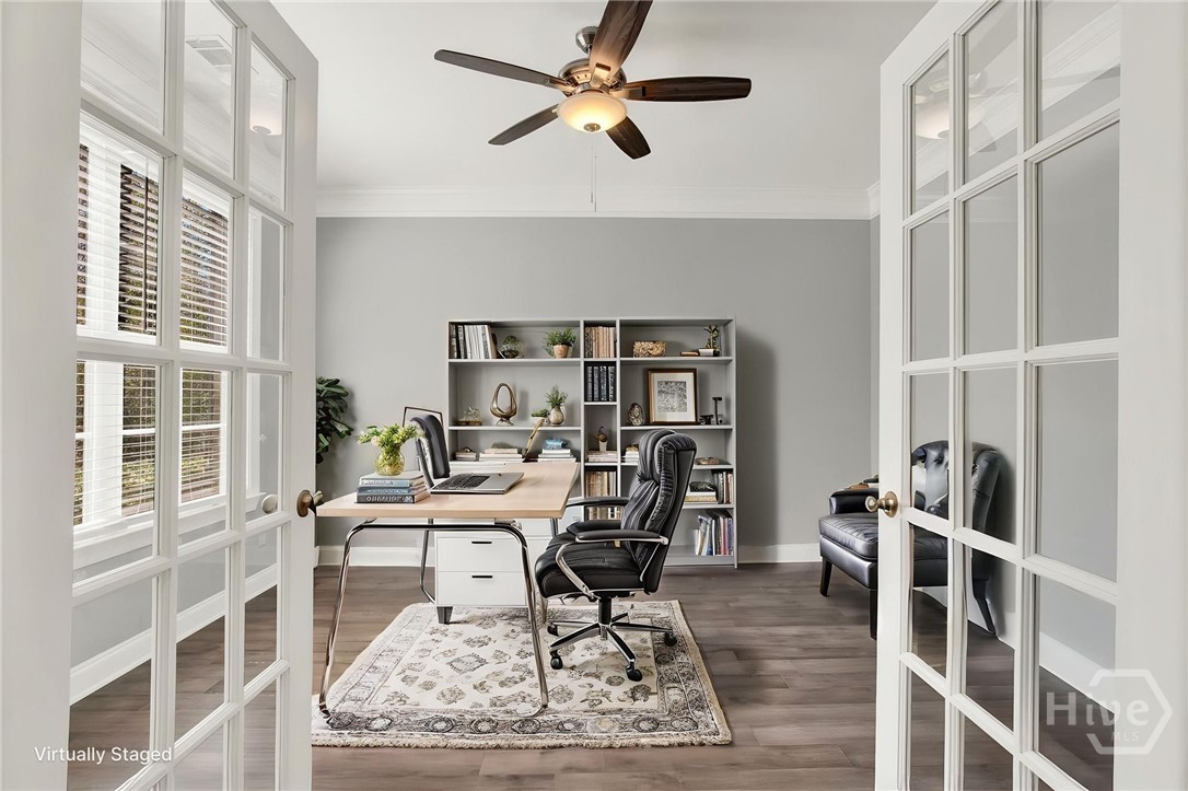 Office Entry with French Doors – Virtually Staged