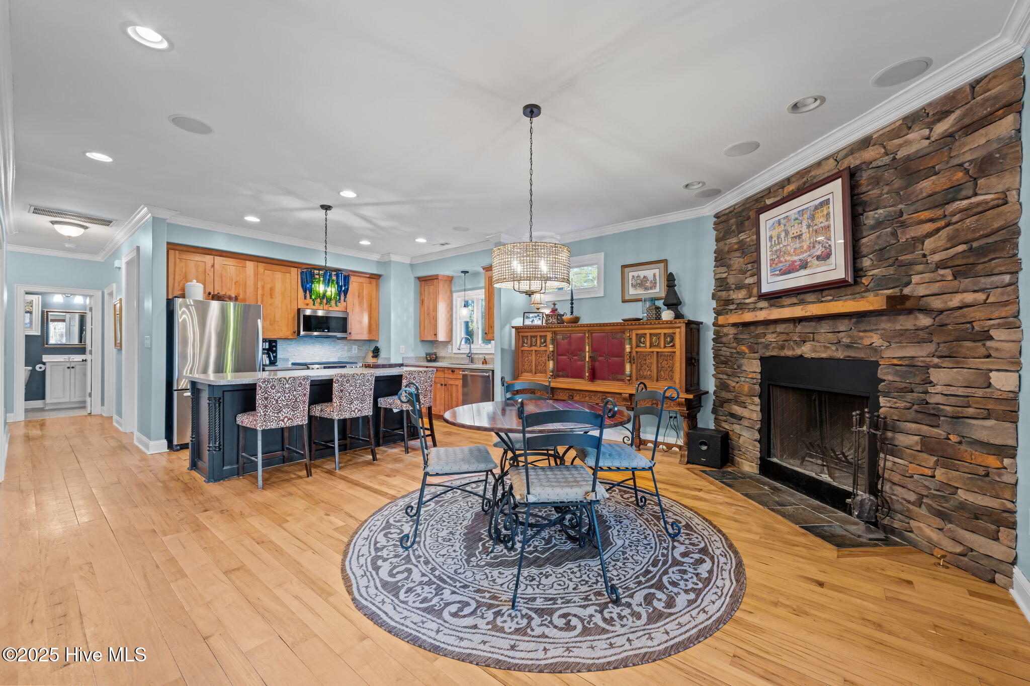 open kitchen and dining area