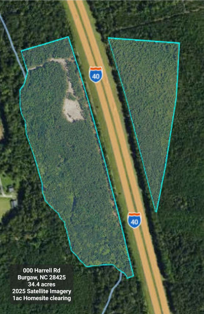 2025 Satellite showing homesite clearing