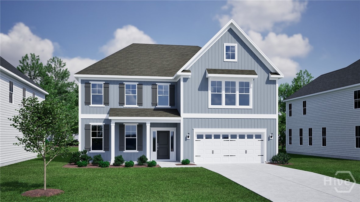 Introducing the Webster II in Effingham County—just minutes from Lost Plantation Golf Club and the shopping and dining of Rincon! This beautifully crafted two-story home blends style, functionality, and everyday comfort. The main level features a versatile flex room perfect for a formal dining space or office, a private guest suite, and a spacious open-concept living area. The modern kitchen shines with quartz countertops, a double oven, and a large island overlooking the family room and bright eat-in space, ideal for entertaining. Upstairs, the expansive primary suite offers a true retreat with a soaking tub, separate tiled shower, private water closet, and a large walk-in closet. The additional bedrooms are thoughtfully arranged near the laundry room and share a spacious bonus room, as well as each having convenient access to a bathroom for added privacy. Enjoy outdoor living year-round with covered front and back porches, plus a fully sodded yard complete with irrigation for easy maintenance and lasting curb appeal. Estimated completion: November 2026.