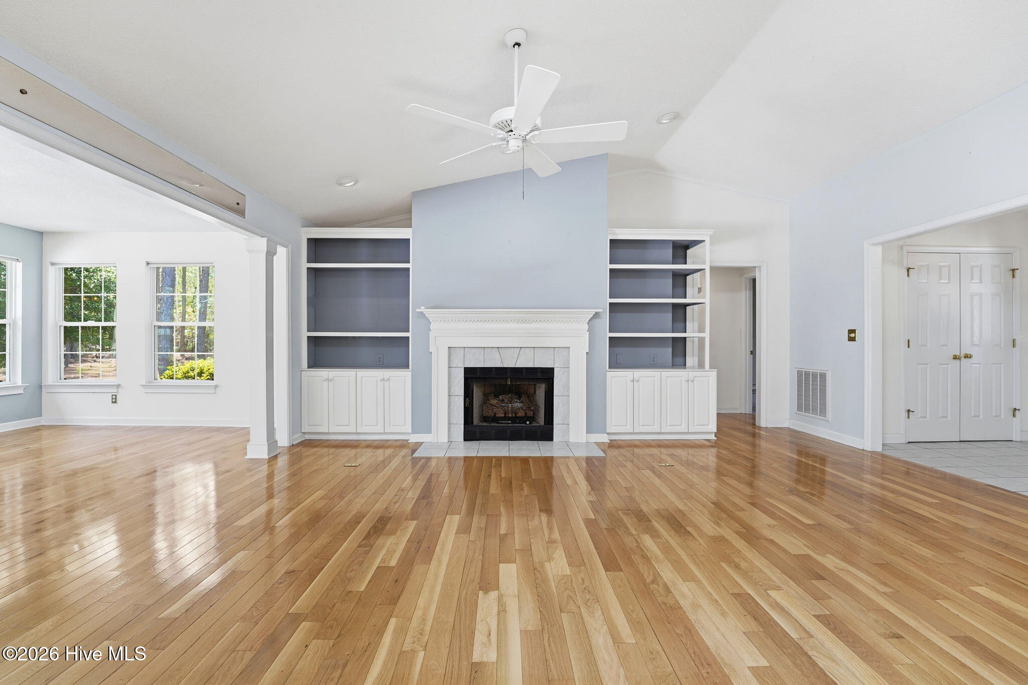 View of the living area from dining room.