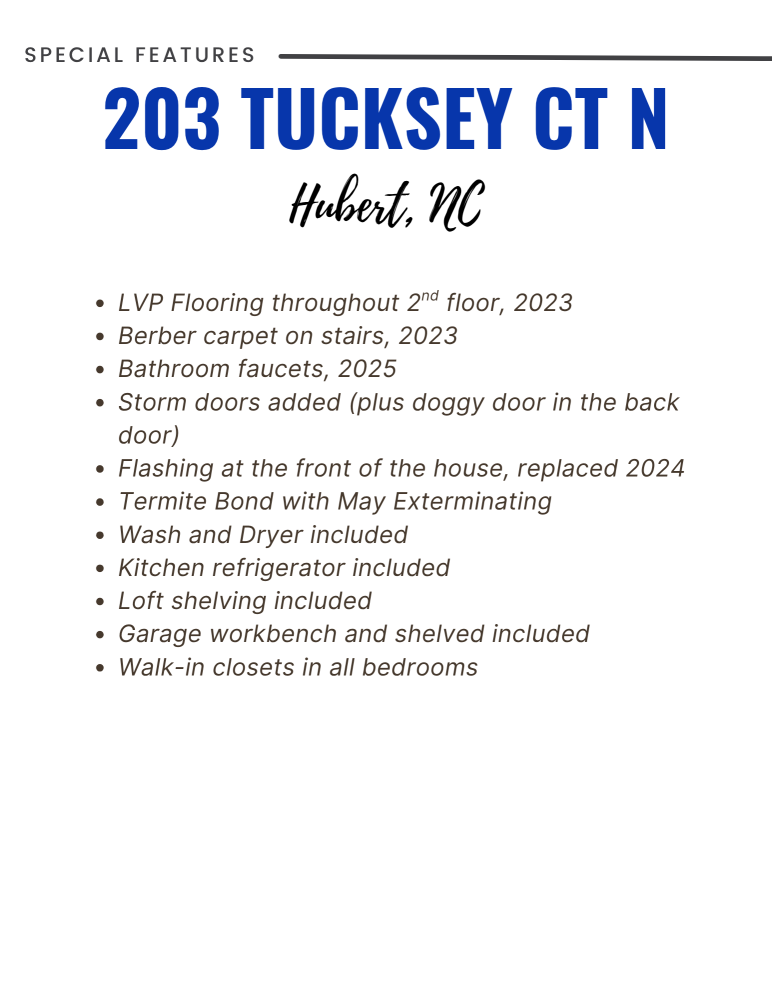 Special Features per the Seller