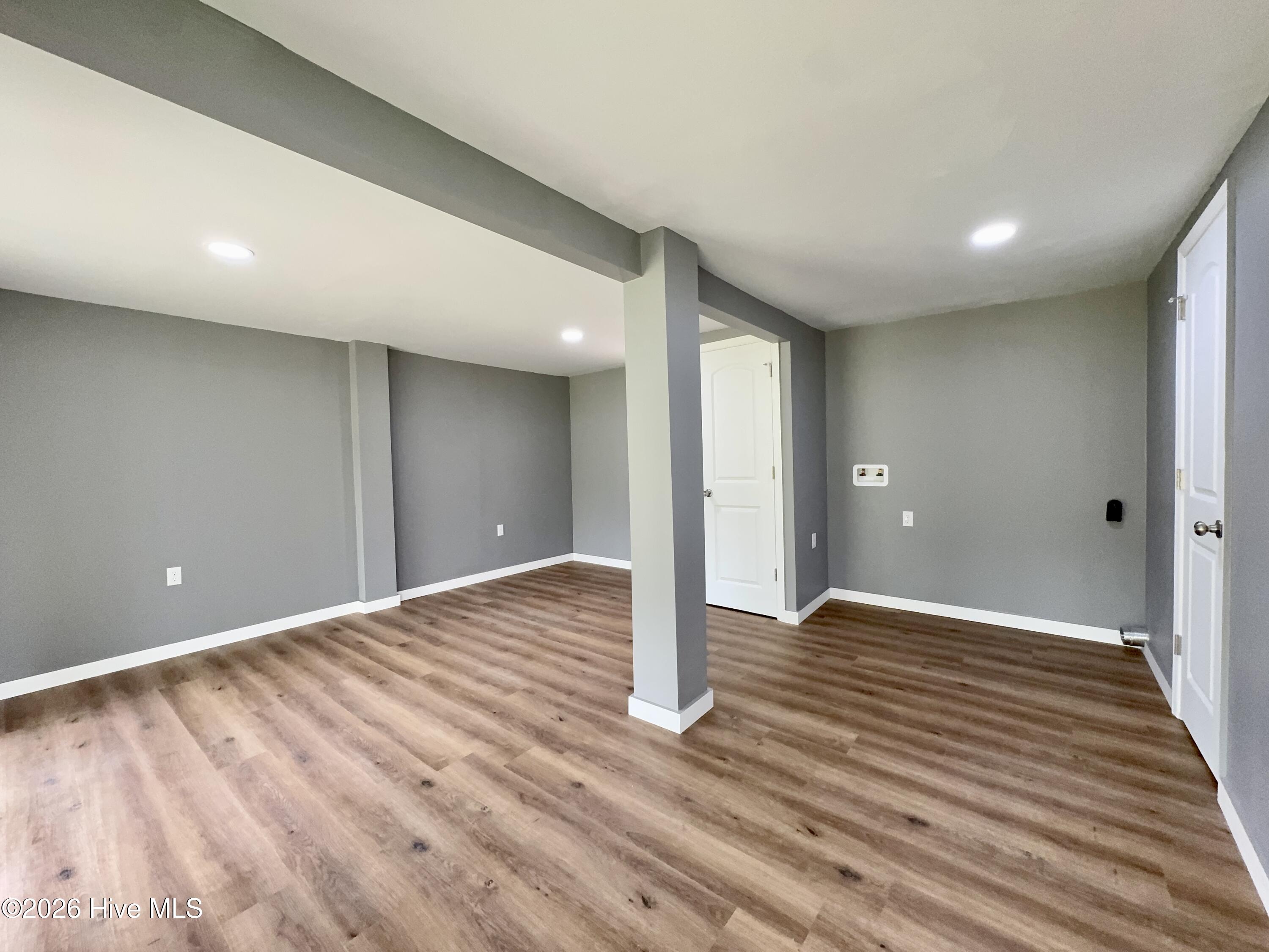 lower level living area with washer & dryer hook up