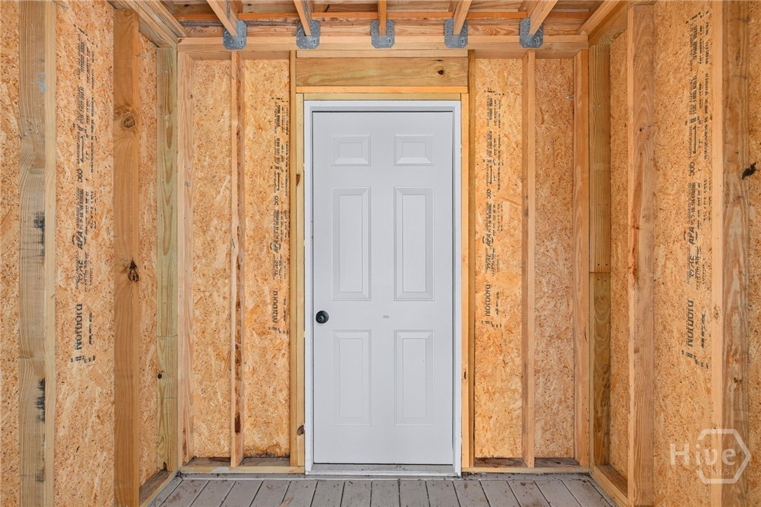 Storage shed on rear deck