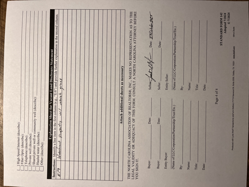 Vacant Land Disclosure page 3
