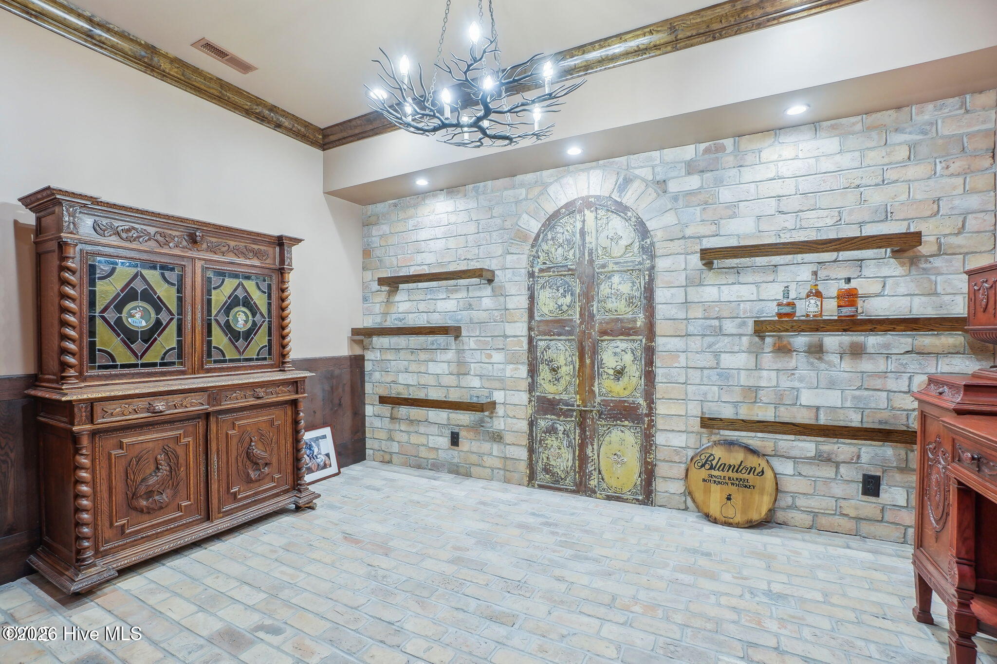 Basement includes additional space for wine cellar or wine tasting room