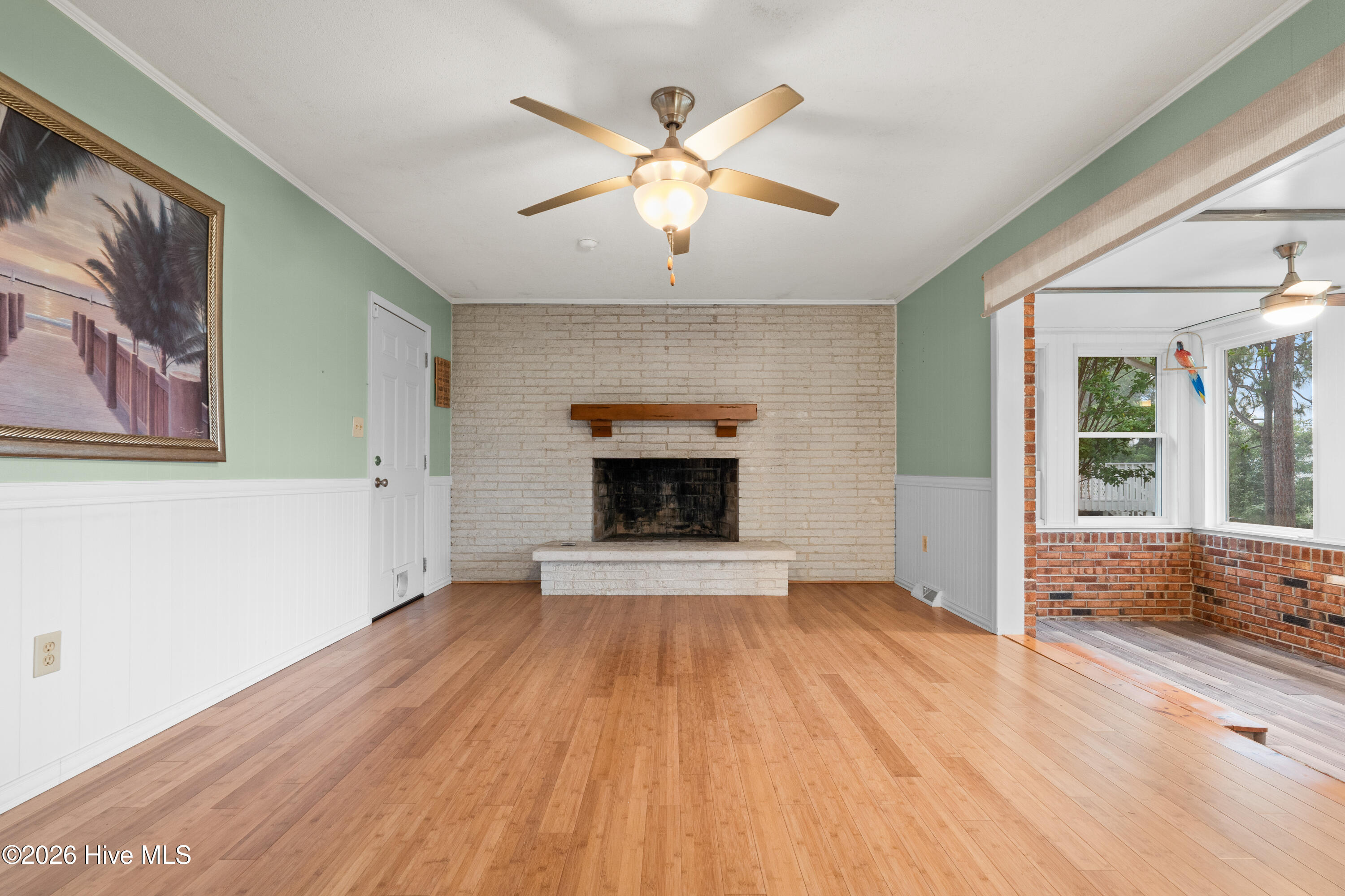 With wood burning fireplace