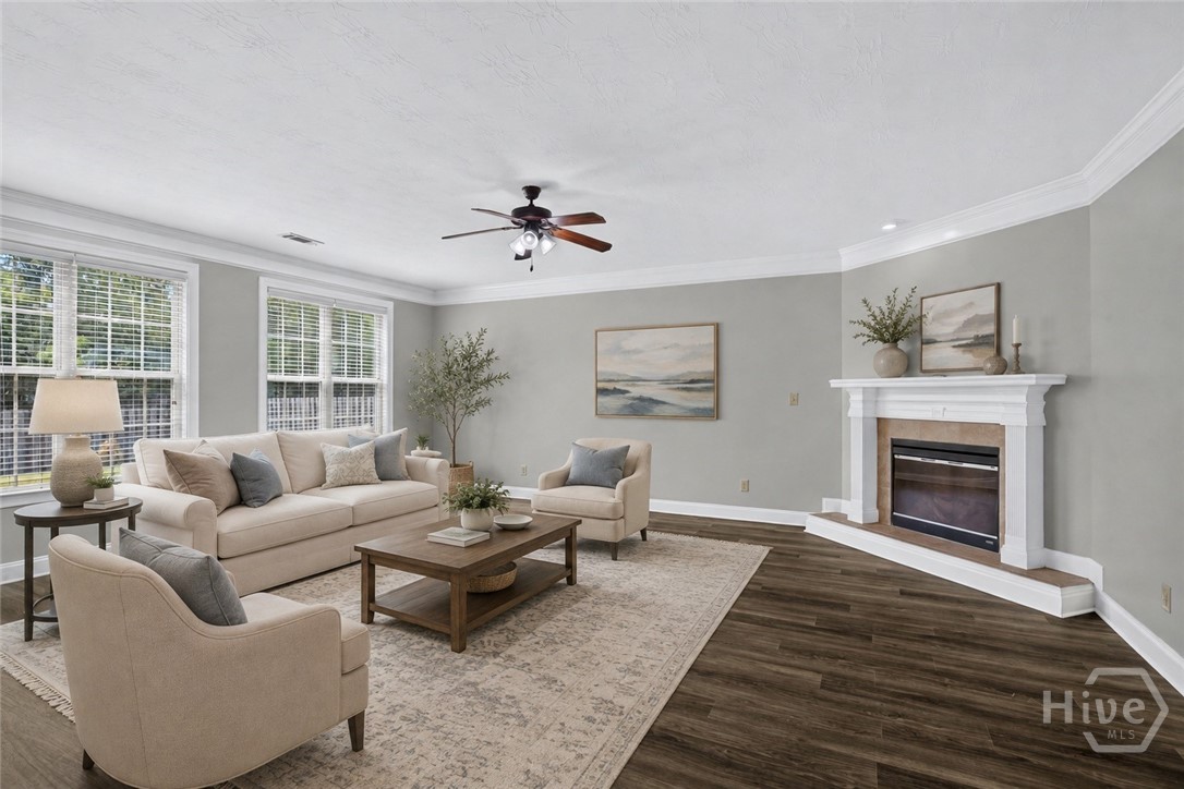 Virtually staged family room