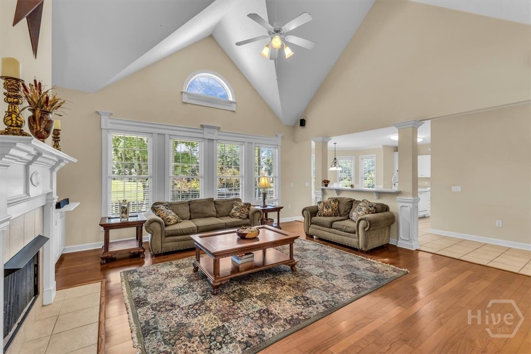 Spacious Living Room with high ceilings