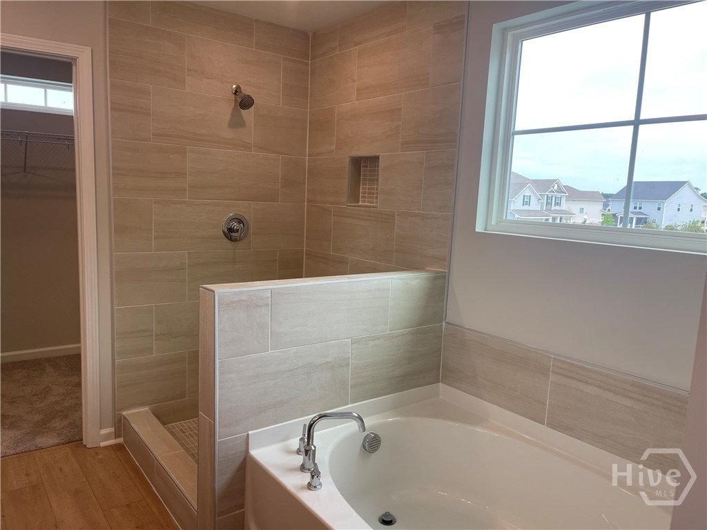 Separate Tiled Garden Tub and Walk in Shower