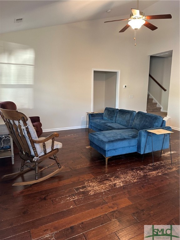 Family room with vaulted ceilings