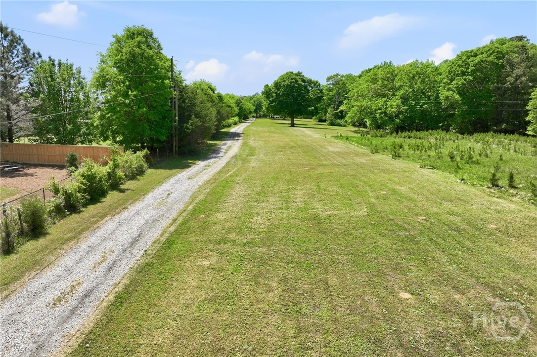 View down driveway