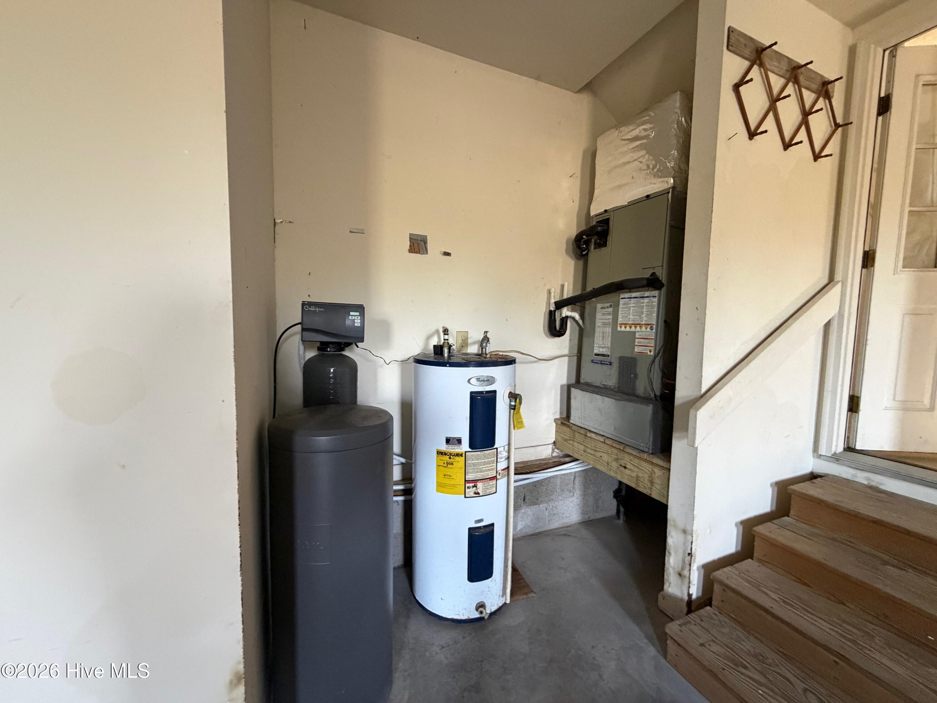 Garage-Hot water heater and water softener