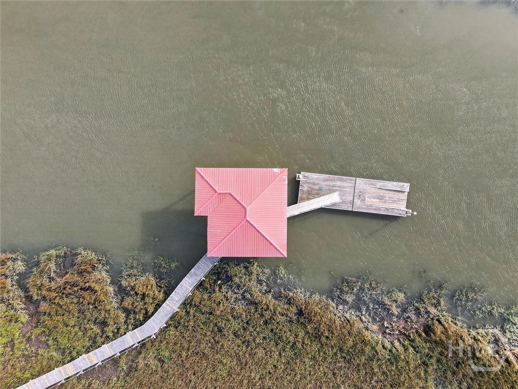 Aerial view of dock and floating dock