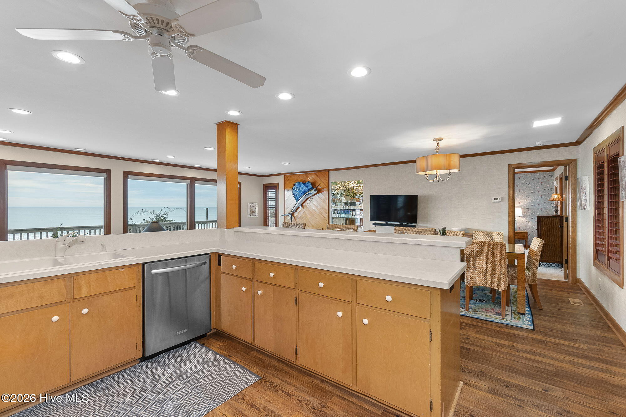 with bar seating and ocean views