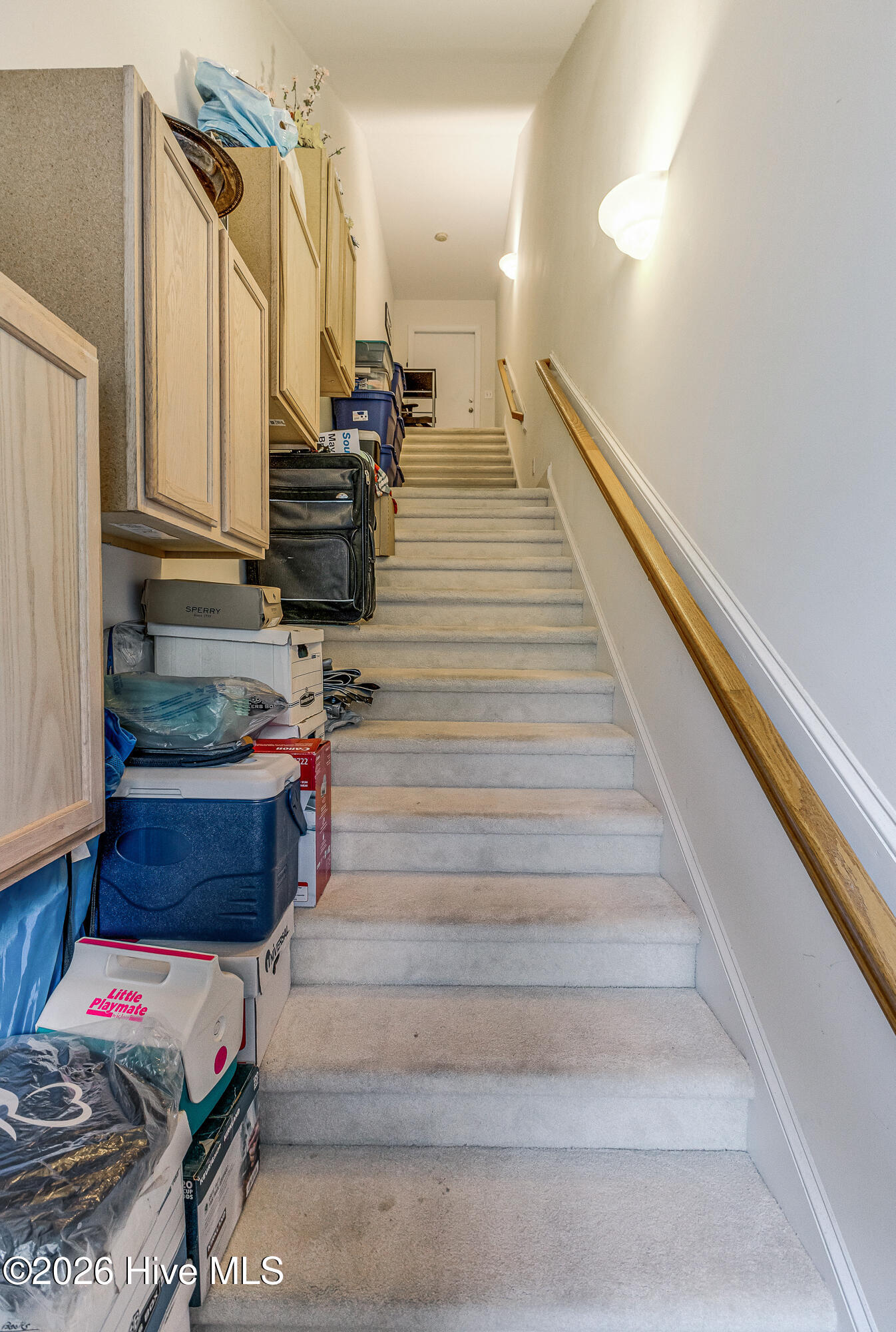 Steps to Roof Top Deck double as Storage Area for Current Owners