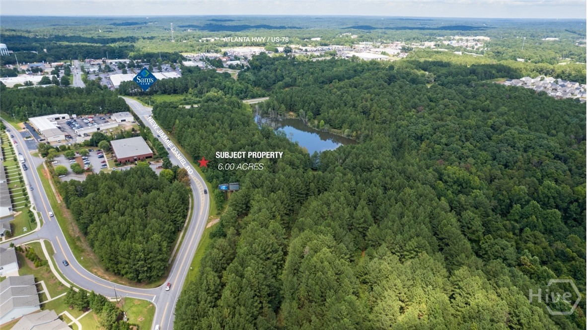Aerial view of the 6-acre site and surrounding are
