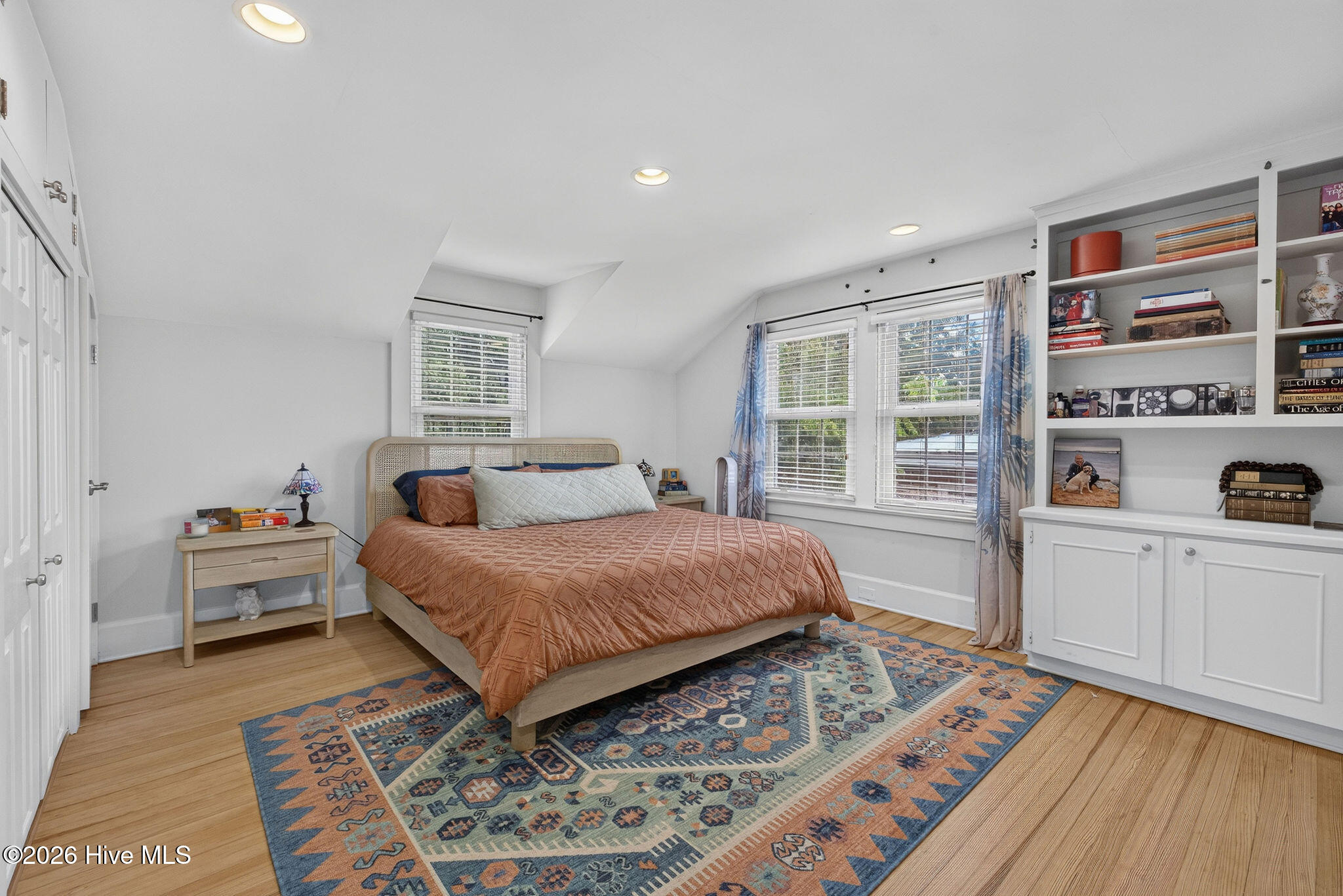 Spacious master bedroom suite with built-ins