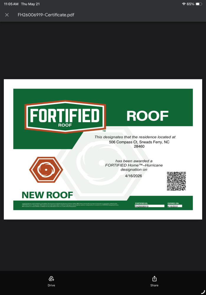Roof Certificate